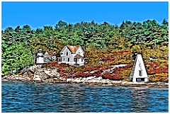 Perkins Island Light in Autumn in Maine - Digital Painting